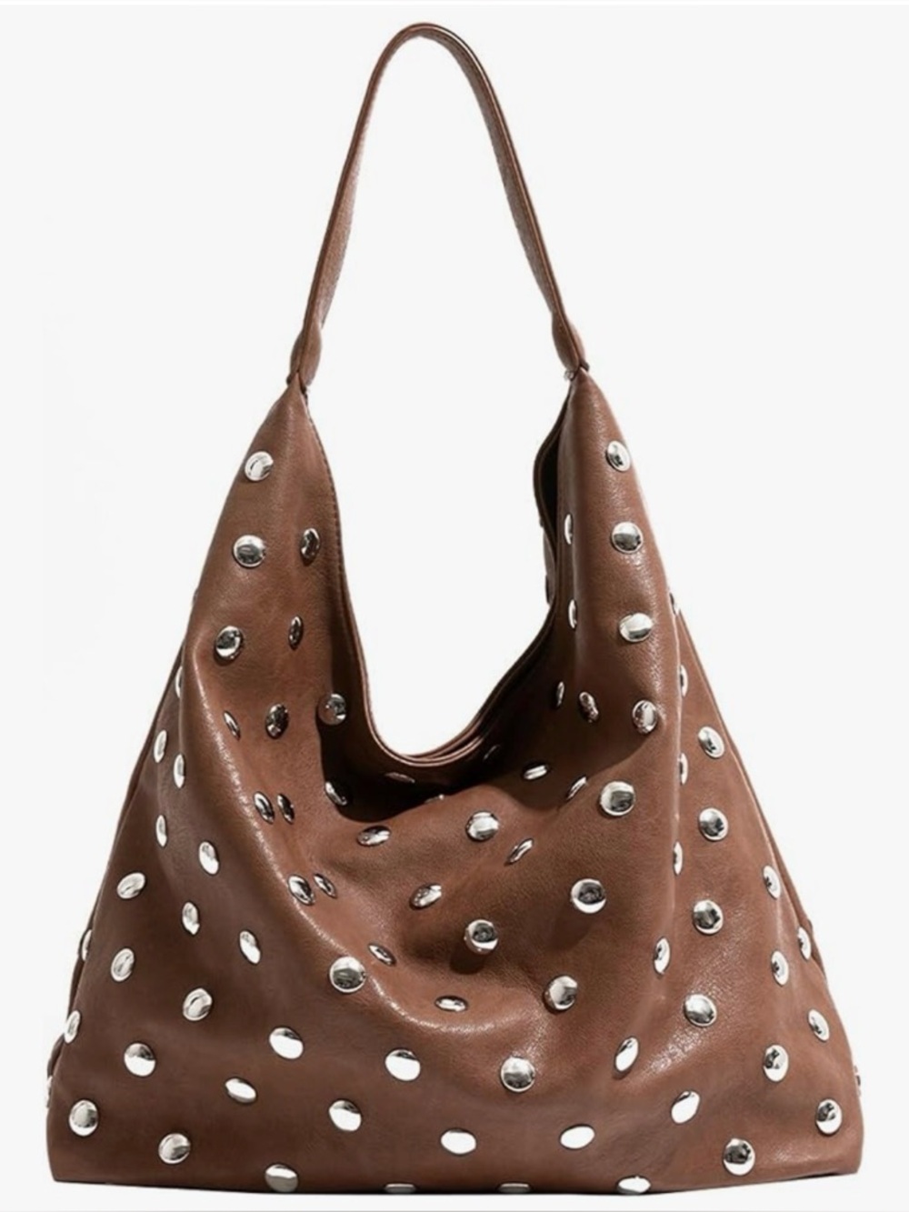 Liziblloy Tan Slouchy Studded Shoulder Bag NWOT